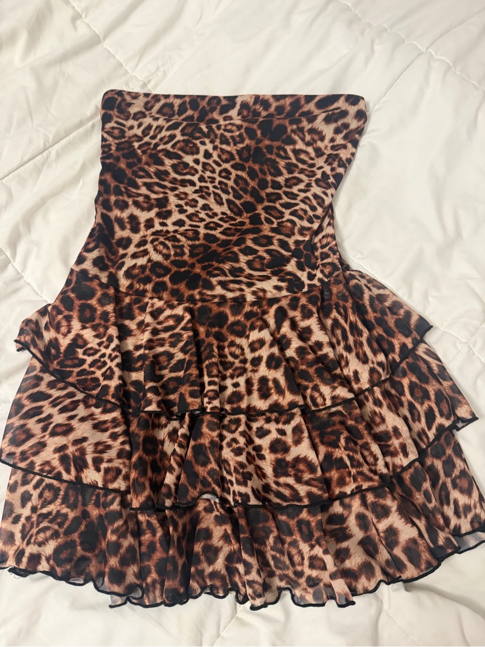 Leopard Print Tiered Mini Skort - Brown/Black